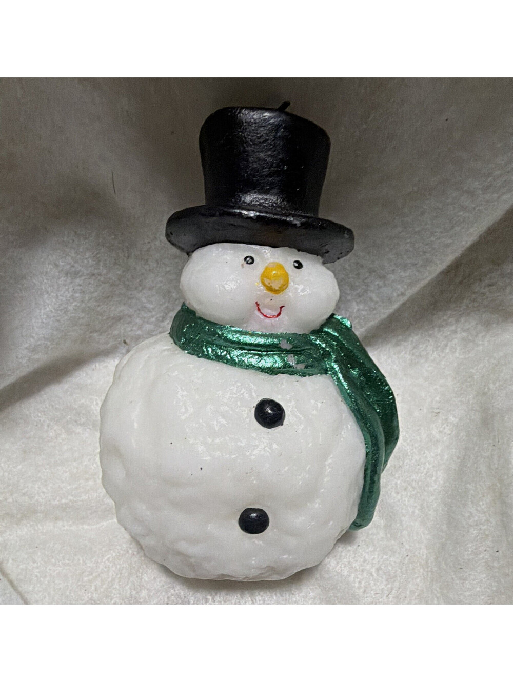 Snowman Decorative Wax Candle Christmas Seasonal White/Black/Green